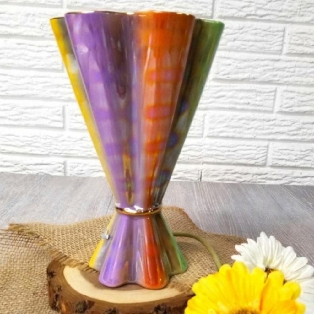 🎉HP🎉Stunning Italian rainbow luster glaze vase🌟 - Picture 11 of 16